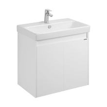 Тумба с раковиной Акватон Сканди Doors 70 см подвесная, белый глянец/белый матовый, 1A2789K0SD010