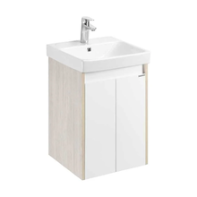 Тумба с раковиной Акватон Сканди Doors 45 см подвесная, белый глянец/дуб верона, 1A2787K0SDB20