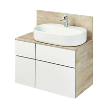 Тумба с раковиной Акватон Мишель 80 см, цвет дуб эндгрейн/белый, столешница керамогранит, 1A2772K2MIX40