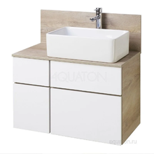 Тумба под раковину Акватон Мишель 80 см, дуб эндгрейн, белый, 1A244501MIX40