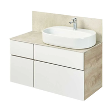 Тумба с раковиной Акватон Мишель 100 см подвесная, цвет дуб эндгрейн/белый, столешница керамогранит, 1A2773K3MIX40