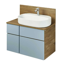 Тумба с раковиной Акватон Мишель 80 см подвесная, цвет дуб рустикальный/дуб фьорд, столешница керамогранит, 1A2772K3MIX30