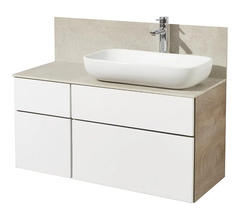 Тумба под раковину Акватон Мишель 100 см, дуб эндгрейн, белый, 1A244101MIX40