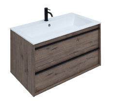 Тумба под раковину Aquanet Lino 90 см подвесная, дуб веллингтон, 253913