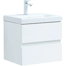 Тумба под раковину Aquanet Беркли 50 см подвесная, 2 ящика, цвет белый глянцевый, 302347