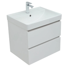Тумба под раковину Aquanet Вега 60, подвесная, 2 ящика, белый глянец, 00308318