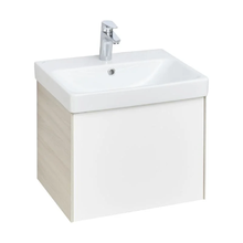 Тумба с раковиной Акватон АСТИ 55, 1A2631K0AXD70, белый глянцевый/ясень шимо