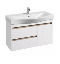 Тумба под раковину Акватон Нортон 100 см, 1A249001NT010, подвесная, белый глянцевый/дуб эндгрейн