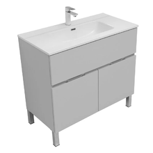 Тумба под раковину Aquanet Алвита new 90, напольная, 1 ящик, 2 дверцы, серый матовый, 00303913