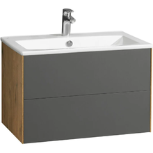 Тумба с раковиной Акватон Сохо 75 см подвесная, дуб веллингтон/графит софт, 1A2581K1AJA00