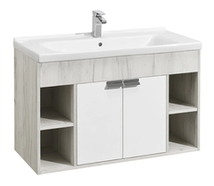 Тумба под раковину Акватон Флай 100 см подвесная, белый, дуб крафт, 1A237501FAX10