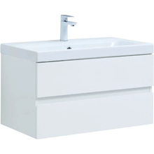 Тумба под раковину Aquanet Беркли 80 см подвесная, 2 ящика, цвет белый, 302351