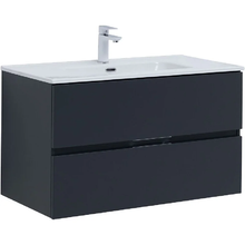 Тумба под раковину Aquanet Алвита New 90 см, подвесная, цвет антрацит матовый, 303919