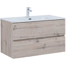 Тумба под раковину Aquanet Алвита New 90 см, подвесная, цвет дуб веллингтон белый, 303921