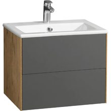 Тумба с раковиной Акватон Сохо 60 см подвесная, дуб веллингтон/графит софт, 1A2580K1AJA00