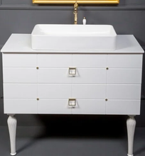 Тумба под раковину Armadi Art Piazza 80 см, подвесная, белый, золото, 841-080-WG