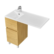 Тумба под раковину Aquaton Лайн 1A232201LFDK0, 40 см, для установки со стиральной машиной, цвет дуб каменный