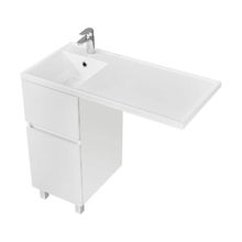 Тумба под раковину Aquaton Лайн 1A232201LF010, 40 см, для установки со стиральной машиной, цвет белый глянец