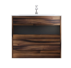 Тумба с раковиной Am.Pm Func M8F-FUX0801OF-WPC0800WM, 80 см, подвесная/напольная, темное дерево