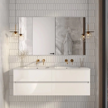 Тумба под раковину Armadi Art Vallessi 837-140-W, 140 см, подвесная, цвет белый глянецевый