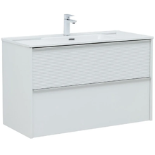 Тумба под раковину Aquanet Вита 330474, 100 см, подвесная, цвет белый матовый