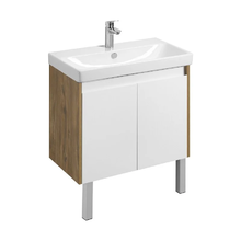 Тумба под раковину Акватон Сканди Doors,1A282901SDZ90, 80 см, подвесная, белый глянец/дуб рустикальный