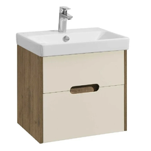 Тумба с раковиной Акватон Оливия, 1A2542K0OLVG0, 55 см, подвесная, цвет бежевый/дуб велл