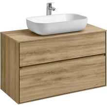 Тумба с раковиной Акватон Либерти 100 см, дуб эльвезия, раковина накладная Лола 60, столешница дуб эльвезия, 1A2796К3LYC70