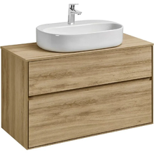 Тумба с раковиной Акватон Либерти 100 см, дуб эльвезия, раковина накладная Одри Round 62 x 42, столешница дуб эльвезия, 1A2796К5LYC70