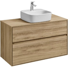 Тумба с раковиной Акватон Либерти 100 см, дуб эльвезия, раковина накладная Одри 42 х 42, Soft, столешница дуб эльвезия, 1A2796К4LYC70