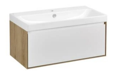 Тумба с раковиной Акватон Либерти 90 см, дуб эльвезия, белый, раковина Адриана 90, 1A2799К0LYC70