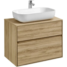 Тумба с раковиной Акватон Либерти 75 см, дуб эльвезия, раковина накладная Лола 60, столешница дуб эльвезия, 1A2795К3LYC70