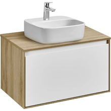 Тумба с раковиной Акватон Либерти 70 см, дуб эльвезия, белый, раковина накладная Одри 42 х 42 см, Soft, столешница дуб эльвезия, 1A2798К4LYC70