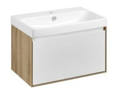 Тумба с раковиной Акватон Либерти 70 см, дуб эльвезия, белый, раковина Адриана 70, 1A2798К0LYC70