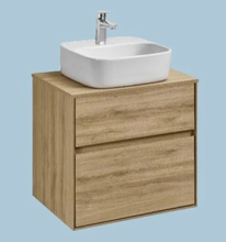 Тумба с раковиной Акватон Либерти 60 см, дуб эльвезия, раковина накладная Одри 42 х 42 см, Soft, столешница белая, 1A2794К4LY010