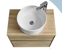 Тумба с раковиной Акватон Либерти 60 см, дуб эльвезия, раковина накладная Mila 40, столешница дуб эльвезия, 1A2794К2LYC70