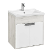 Тумба с раковиной Акватон Флай 60 см подвесная/напольная, белый/дуб крафт, 1A2373K0FAX10