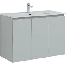 Тумба под раковину Aquanet Алвита New 100 см, подвесная, 3 дверцы, цвет серый матовый, 277532