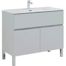 Тумба под раковину Aquanet Алвита New 100 см, напольная, цвет серый матовый, 277556