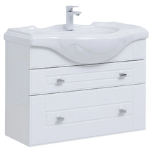 Тумба под раковину Aquanet Рондо 85 см, подвесная, 2 ящика, цвет белый, 304289