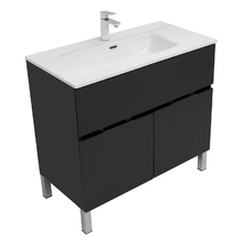 Тумба под раковину Aquanet Алвита new 90, напольная, 1 ящик, 2 дверцы, антрацит, 00303911