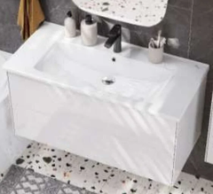 Тумба с раковиной Акватон Сохо 100 см подвесная, белый глянцевый, 1A2582K2AJ010