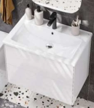 Тумба с раковиной Акватон Сохо 60 см подвесная, белый глянцевый, 1A2580K2AJ010