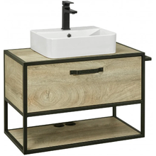 Тумба с раковиной Акватон Лофт Фабрик 80 см подвесная, раковина квадратная, дуб эндгрейн, 1A2424K2LTDU0