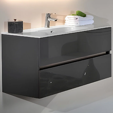 Тумба под раковину Armadi Art Vallessi 120 см подвесная, антрацит глянцевый, 837-120-A glossy