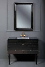 Тумба под раковину Armadi Art Piazza 80 см, подвесная, черный, золото, 841-080-BG