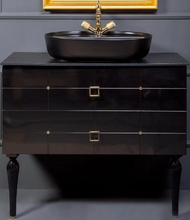 Тумба под раковину Armadi Art Piazza 100 см, подвесная, черный, золото, 841-100-BG