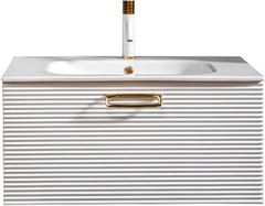 Тумба под раковину Armadi Art Linea 80 см, подвесная, белый/золото, 842-080-WG