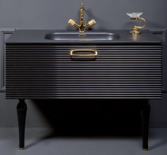 Тумба под раковину Armadi Art Linea 100 см, напольная, черный, золото, 842-100-BG