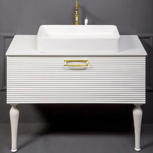 Тумба под раковину Armadi Art Linea 100 см, напольная, белый, золото, 842-100-WG